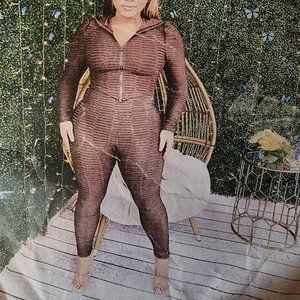 Waffle Style Brown Jacket w/Zipper and Leggings